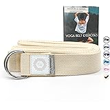 aGreenie Premium yogabälte av 100 % bomull – 240 x 3,8 cm/yoga band för mer intensiv stretchning/yogabälte med ultrastabila f