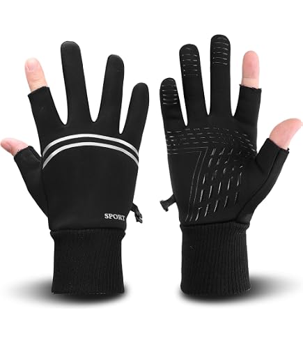 Produktbild von Angelhandschuhe, Winter Fahrradhandschuhe Winterhandschuhe Fishingsports 3 Schnitt Finger Fingerlos Zum Radfahren Wandern Skifahren Outdoor Sport Und Angeln Für Damen Herren