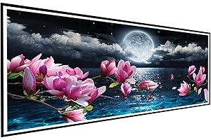 AOAOBIGS Large 5D Diamond Painting Kits for Adults Beginners Sea Night Diamond Art Full Drill Round Dots Diamond DIY Gem Art Painting Kits for Wall Decor Home Office Decoration(35inch*16inch) Without Frame