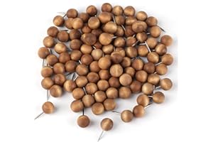 SAVITA 100 Pezzi Puntine Legno, Decorative Puntine da Disegno a Testa Tonda per Bacheca di Sughero Bacheca Mappa Muro Calendario Foto Forniture per Ufficio (Marrone Scuro)