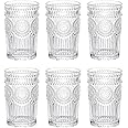 LOYUYU Set of 6, Romantic Water Glasses, 350ml Premium Drinking Glasses Tumblers, Vintage Glassware Set for Juice, Beverages, Beer, Cocktail