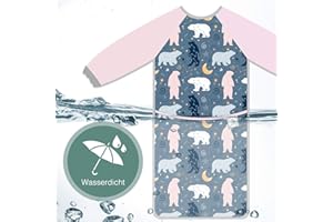 cozy racoon Lätzchen mit Ärmeln für Mädchen im Bären Design I 12 bis 48 Monate I Pflegeleichte Ärmellätzchen zum Essen und Basteln perfekt geeignet I Größenverstellbar, Abwaschbar und Wasserdicht