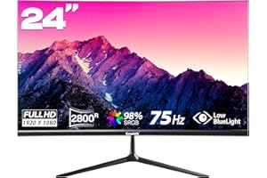 Gawfolk Monitor Curvo 24 Pollici 75hz FHD 1080P Computer Monitor, Schermo pc,Ufficio HDMI, VAG, VA