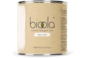 BIOOLA® colour - 100% natürlich-biologische Lasur für Kinderspielzeug sowie Holz und Möbel im Wohn- & Schlafbereich - vegan & plastikfrei - Naturweiß, 375 ml