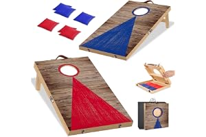 NZQXJXZ Spelset med kornhål, 0,6 m x 0,4 m massivt trä, premium majshålsbrädor med 6 bönpåsar och en bärväska, utomhus majs k