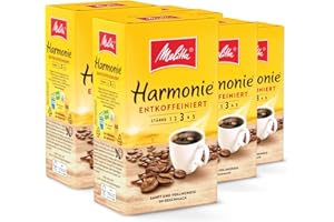 Melitta Harmonie kawa filtrowana 6 x 500 g, mielona, proszek do ekspresów do kawy, bezkofeinowy, łagodne palenie, palona w Niemczech, w tacy