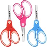 Asdirne Linkshänder Kinderschere, Sicherheitsschere für Kinder, Bastelschere mit stumpfer Spitze, Edelstahlklingen und weiche