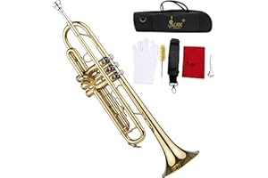 summina Trumpet Bb B Flat Brass Exquisite with Mouthpiece Gloves for Standard Student Beginner and Teacher