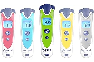 VEROVAL baby Termometro a infrarossi VERDE, misurazione senza contatto e silenziosa, temperatura corporea, temperatura dell'oggetto, temperatura ambiente, misurazione rapida, maneggevolezza