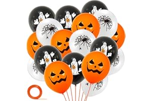 Y IRAN Halloween Balloons 18Pcs Orange Black White Latex Balloons 3 Styles Halloween Pumpkin and Ghost Balloon 12 Inches Party Decoration Supplies