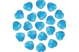 PATIKIL 20 Pcs Natural Heart Shaped Crystal Stone, 0.6 Inch Mini Polished Love Gemstone Crystal, Pocket Rock Engraved Worry Stones for Women Gifts Meditation, Blue Turquoise