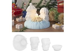 TSLBW 3D Schneemann Lagerfeuer Kerze Formen 4 Stück mehrteilige Silikonform handgemachte Kerze Seife Epoxidharz Form Gießen Form DIY Handwerk Weihnachten Ornament Winter Dekoration