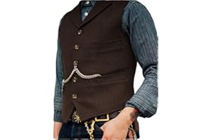 HSLS Chaleco para hombre Chaleco de traje de tweed de lana suave informal Chaleco de espiga para padrino de boda Mejor hombre