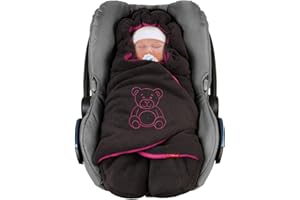 ByBoom Baby Couverture Enveloppante Hiver Universelle Multi-Usages, pour Coques Bébé, Sièges Auto (p.ex. Maxi-Cosi, Römer, etc), pour Landaus, Poussettes ou Lits Bébé; L'ORIGINAL AVEC L'OURS