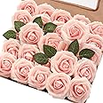 Artificial Flowers Roses, 25pcs Real Touch Artificial Foam Roses DIY for Bridal Bouquets, Valentine's Day, Mother's Day, Wedding Party, Baby Shower, Home Decoration (Pink)
