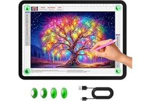 Zocelight Lavagna luminosa A4 Diamond Art, 11000 Lux, super luminosa per tracciare, design con pulsanti laterali, 3 colori luminosi, tavolo magnetico ultra leggero per pittura con diamanti, schizzi