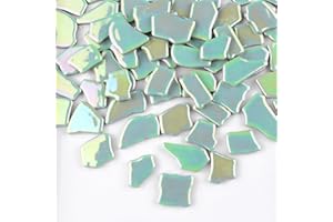 BTMIEY Tessere di mosaico in ceramica irregolare, 500 g, 2 a 4 cm, pietre per mosaico per fai da te, hobby creativi, decorazione murale interna (verde chiaro iridescente)