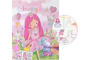 Depesche 12016 Mimi-Libro 24 Pagine Creare Tanti Simpatici Motivi di Principesse e Animali, Libretto da colorare con Suggerimenti per Il Disegno e Un Foglio di Adesivi, Multicolore