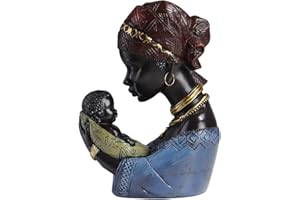 ARVALOLET Resin African Statue Collectible Art Exotic Tribal Female Statue Handicrafts Home Decor for Office Study