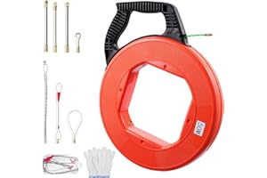 TEODUTE Kabeleinziehhilfe 4,5mm 50m, Einziehspirale 50m, Einziehhilfe für Kabel mit 7 FüHrungsfedern, Kabelziehhilfe mit Kunststoffgehäuse für Elektroarbeiten Telekommunikation Datenverkabelun