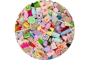 Ulalaza 100pcs carino melma charms misto set resina flatback fare forniture per fai da te fabbricazione artigianale e ornamento perline scrapbooking caramelle assortite torta di frutta ornamento