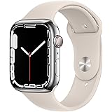 Apple Watch Series 7 (GPS + Cellular, 45mm) - Silver Stainless Steel Case with Starlight Sport Band - Regular