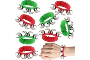 8 Pcs Wrist Bells Bracelets, PLULON Percussion Instruments Christmas Band Ankle Jingle Bells Musical Rhythm Toys Christmas Party Decoration Favors