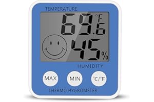 Gellvann Digital Indoor Humidity Meter Thermometer Digital Hygrometer Thermometer Room Thermometer with Stander & Fridges Mount Magnets