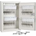 KYODOLED Key Storage Lock Box with Key,Locking Key Cabinet,Key Management Wall Mount with Key Lock,40 Key Hooks & Tags Key Labels,White