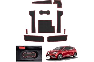 GAFAT Renault Clio 5 (Freno Manuale) 2020-2022 2023 Tappetini Antiscivolo, Clio 5 2023 Tappetini in Gomma per Console Centrale, Cuciture per Portiera, Accessori Clio 5 (Rosso)
