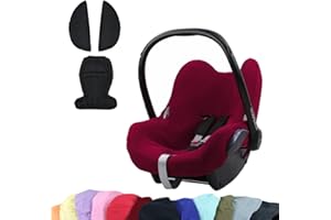 BAMBINIWELT24 BAMBINIWELT KOMBI-ANGEBOT Sommerbezug, Schonbezug, Bezug aus Frottee + Gurtpolster für Maxi Cosi CabrioFix (bordeaux +schwarz)