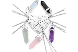 JSDDE BFF Freundschaftskette für 3/4 Partnerketten Best friends forever and ever Herz Puzzle Anhänger Halskette Heilsteine Kette Schmuck für Schwestern Partner Freunde