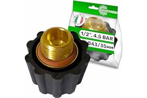 ONIX TECH Tappo per Polti Vaporella o per Polti Vaporetta - Taratura 4,5 Bar - Filettatura Maschio da 1/2" - Completo di Guarnizione - Garanzia di 5 Anni