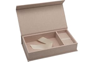 ELEGANTDISK Elegant Foto-Box mit USB Slot (rechteckig). Geschenkbox für USB-Sticks und Fotoabzüge 13x18 cm (ohne USB) Aufbewahrungsbox Hochzeitsbox, Erinnerungsbox, Fotogeschenk (Beige, 26,5x15,5cm)