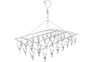 Etendoir Chaussette, Étendoir à linge à suspendre avec 36 pinces en acier inoxydable à l’épreuve du vent pour chaussettes,sous-vêtements,vêtements,serviettes