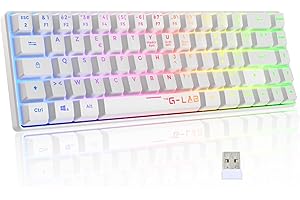 The G-Lab - Keyz Hydrogen WL- Clavier Gamer sans Fil, Clavier 60% Semi-mécanique, Azerty, RGB Multicolore - sans Fil Silencieux, Format Compact TKL - PC/PS4/PS5- New (Blanc)