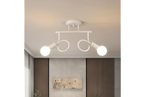 Comely Lampadari Vintage, Sospensione del Luminaire Deformabile, Luce del Soffitto Industriale Nero per Soggiorno Cucina Camera da Letto, 27 Luci a 2 Luci, Bianco (Senza Bulbi)