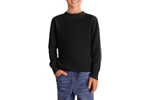 Haloumoning Jersey para niños de cuello redondo de manga larga jersey de punto suave ligero básico suéter liso casual sudadera