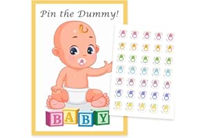 AndysCrafts Pin The Dummy On The Baby Game for 35 Players - A Joyful Baby Shower Activity