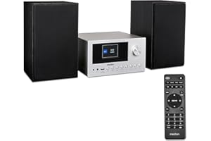 MEDION P85003 Mini Chaîne HiFi avec Lecteur CD (WiFi, Bluetooth, Radio Internet, Dab +, USB, AUX, Égaliseur, Écran Couleur TFT avec télécommande, 2X 15 W RMS) Argent
