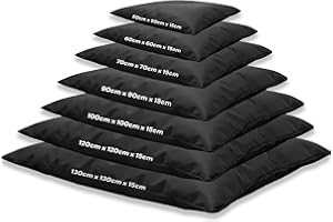 Kosiproducts Beanbag Floor Square Cushions Pillow indoor outdoor garden Water Resistant 100% Polyester [70cmx70cm, Black]