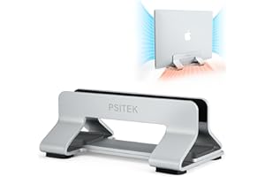 Psitek Aluminiowa Pionowy Stojąca Stojak Dla Laptopa, Regulowana Szerokość Slotu (10-42mm), Pionowe Przechowywanie Oszczędzające Miejsce dla MacBooka i Laptopów, Wersja 2023.
