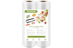 UKOFEW 2 Rotoli Sacchetti per Sottovuoto, Sacchetti Sottovuoto per Macchina Sottovuoto, Sacchetti Sottovuoto Alimenti, Senza BPA, per La Conservazione Degli Alimenti e La Cottura Sottovuoto (20 x 500 cm)