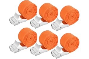 UBJUBT 6Pcs Tie Down Straps, 1mx25mm Heavy Duty Tension Belts Adjustable Lashing Straps Bike Ratchet Straps, Luggage Straps with Buckle for Motorcycles Trucks Luggage Cargo Vans Trailer (Orange)