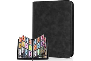 MewVeer Top Loader Álbum Cartas, Album de Cartas, Capacidad para 252 Top Loaders 9-Bolsillo, Carpeta Cargadores Superiores Card Binder para Tarjeta YGO, Negro (No para cartas SIN un Top Loader)