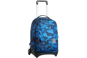 Invicta Trolley Scuola Tech, Blu, Camo Squared, 3 in 1, Triplo Uso, Zaino con Carrello Sganciabile e Crossover System, Zaini e Trolley, Viaggio, Unisex