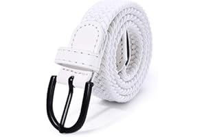 Mile High Life Junior geflochtene elastische Stretchgürtel | Dornschnalle | PU Loop-Endspitze | Jungen Mädchen | 2,5 cm breit | 5 Größen 5 Farben