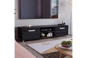 Vida Designs Cosmo TV Unit 2 Door Modern Gloss Matte MDF Living Room Cabinet Media Stand Furntiure Black 160cm