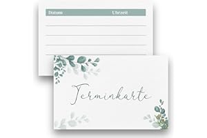 ‎BARTSCHIBÄR Bartschibär 50 Terminkarten Blanko - ideale Terminkarten für Nagelstudios, Friseure, Massagepraxen, Kosmetiksalons und Physiotherapeuten im Eukalyptus Design (Terminkarten Eukalyptus, 50er)