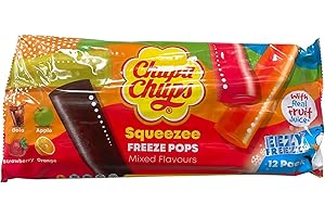 SYNC'T Chupa Chups - Ice Pops - Ice Lollies -Fruity Flavour of Cola -Apple - Strawberry and - Orange - Kids Party - Summer Events - (12 × 50ml) Vegan - Vegetarian and Gluten Free